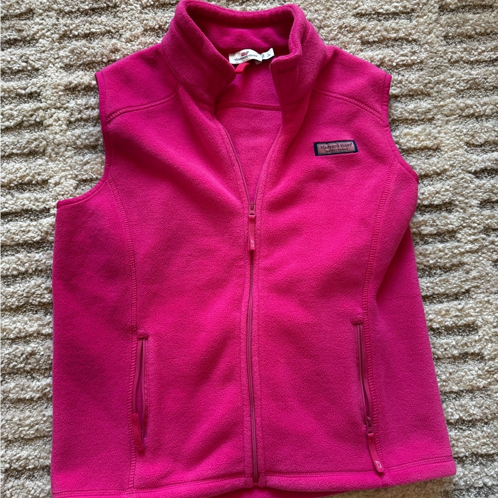 Vineyard Vines Girl’s Large (14) Bright Pink Fleece Vest in VGUC